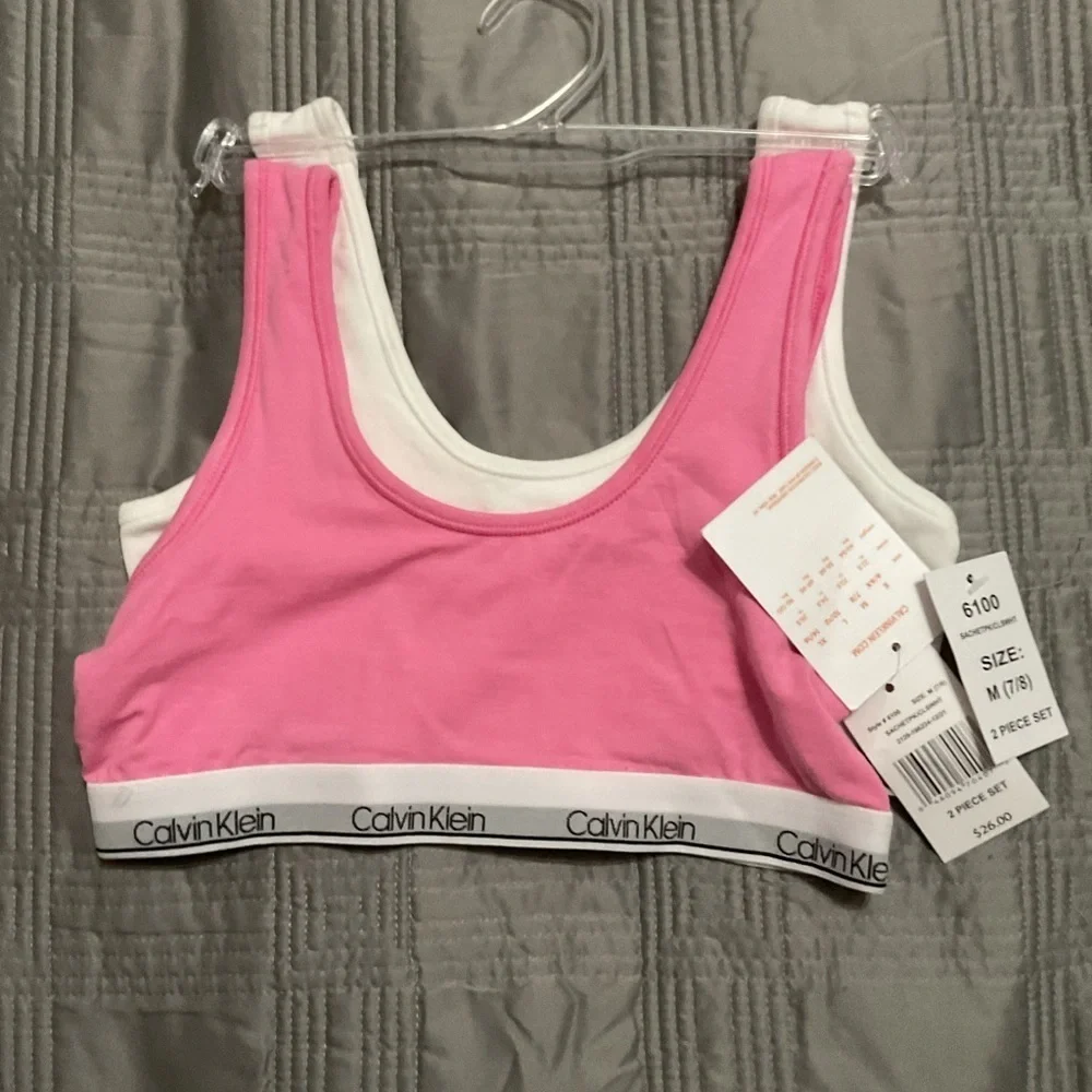 Calvin Klein Girls' Modern Cotton Bralette 2 Pack Size Med (7-8) NWT